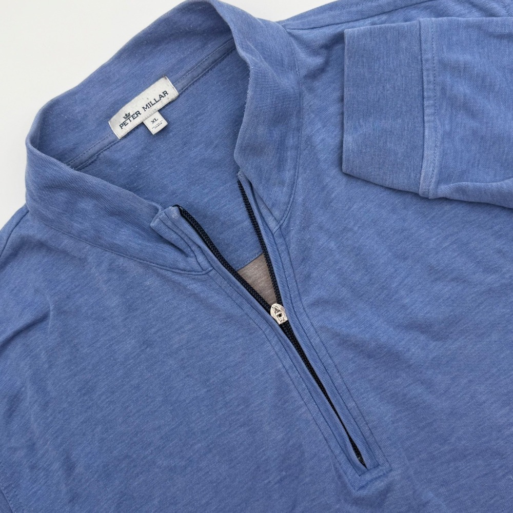 Peter Millar Mens XL Blue Quarter Zip Pullover Cotton Modal MF19K40 Heathered
